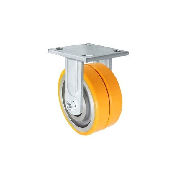 Casterhq 5"x2" Dual Wheel Rigid Fixed Caster, Polyurethane on Aluminum, Mai C47CR520DUA63MDW-03 - main